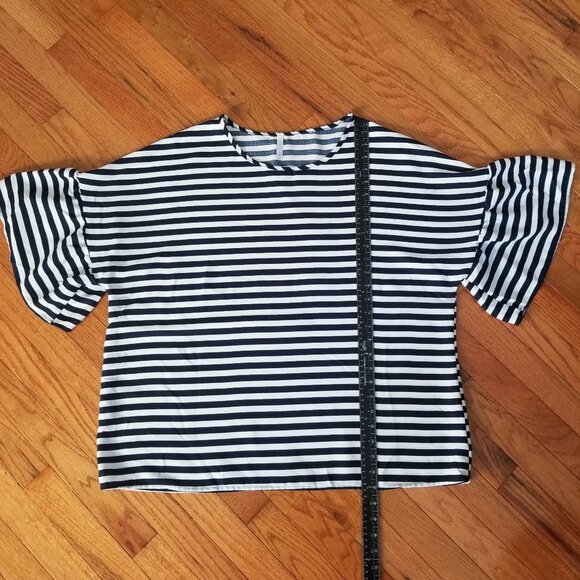 Navy blue and white striped linen tunic 2XL - Picture 4 of 4